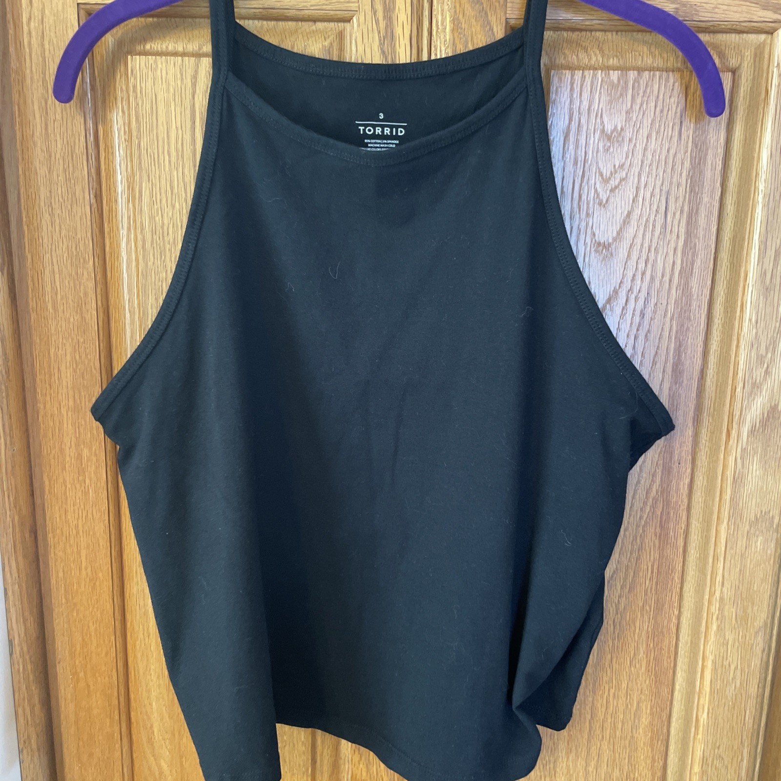 Torrid Womens Black Sleeveless Spaghetti Strap Stretch Crop Halter Tank Top 3X
