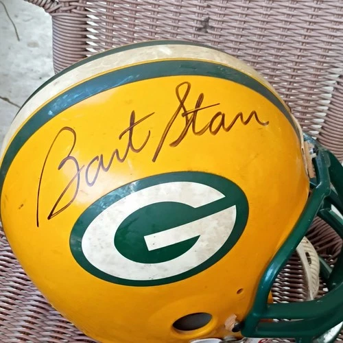 Green Bay Packers Bart Starr Signed Original Football Helmet