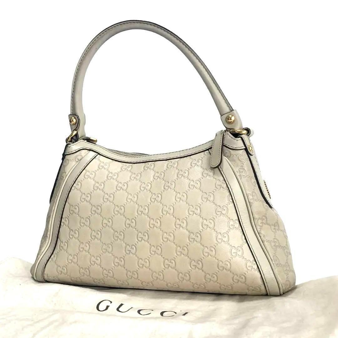 Gucci GG Shima Ivory Leather One-Shoulder Bag Pre-Owned