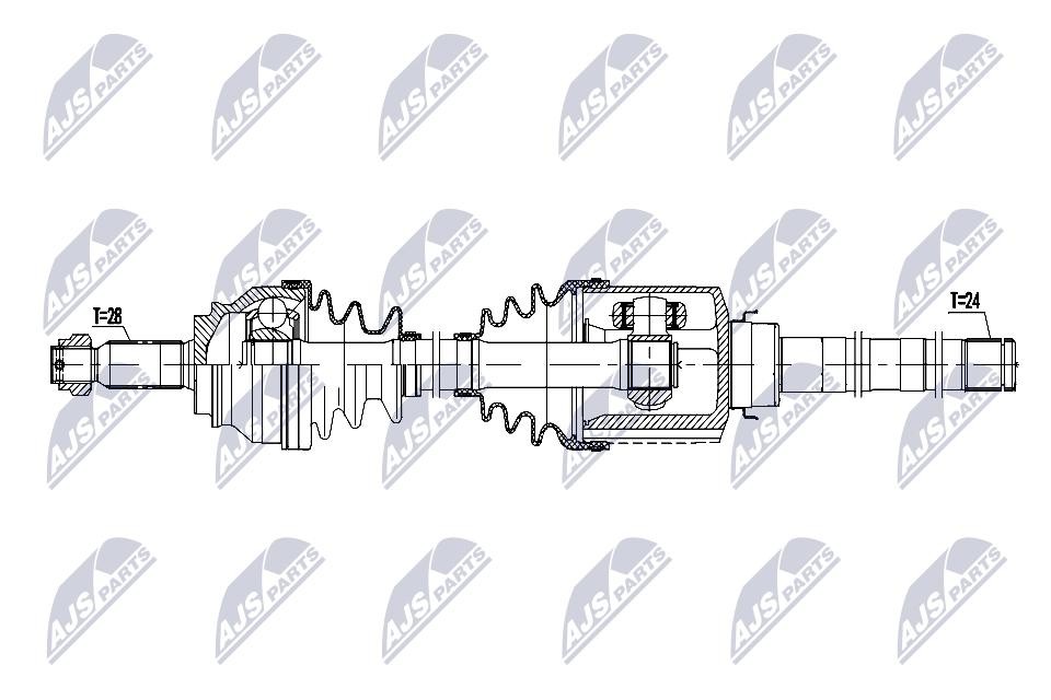 NTY Drive Shaft NPW-MS-086 For Citroën Mitsubishi Peugeot Front Right