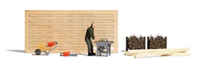 Busch A-Set:Baukreiss&auml;ge m.Figur H0 7807