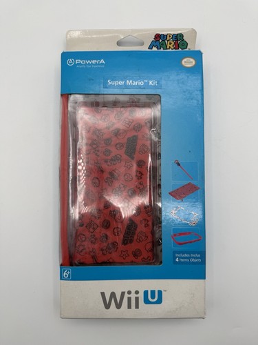 Super Mario Kit Console Skin + Case + Bumper + Stylus for Nintendo Wii U New