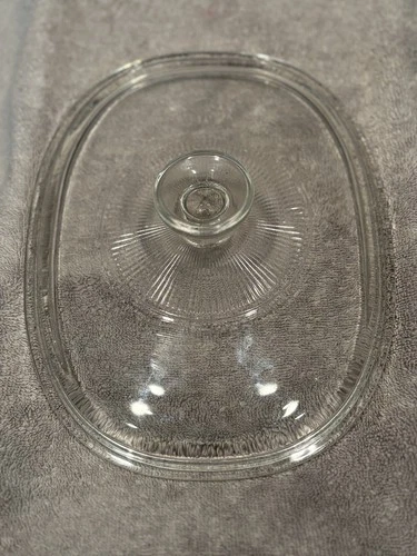 Pyrex F12C Corning Ware Oval Replacement Clear Ribbed Glass Lid 9.75" x 7.5"