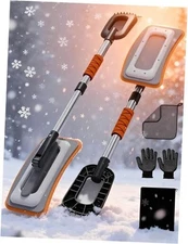 Ice Scrapers for Car Windshield, Detachable Telescopic Orange Eva Snow Shovel