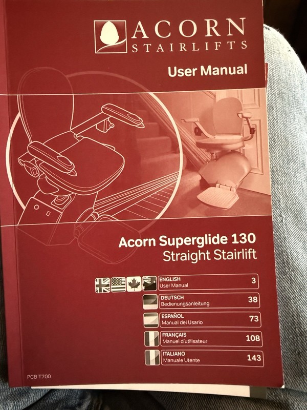 Acorn Stairlifts Superglide 130 Straight Indoor Stairlift Beige/White