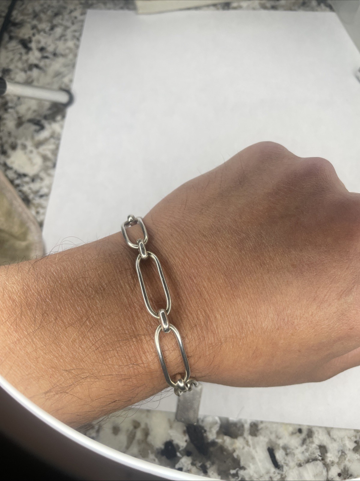 Solid Sterling Vintage Unique  Long Link Toggle B… - image 4