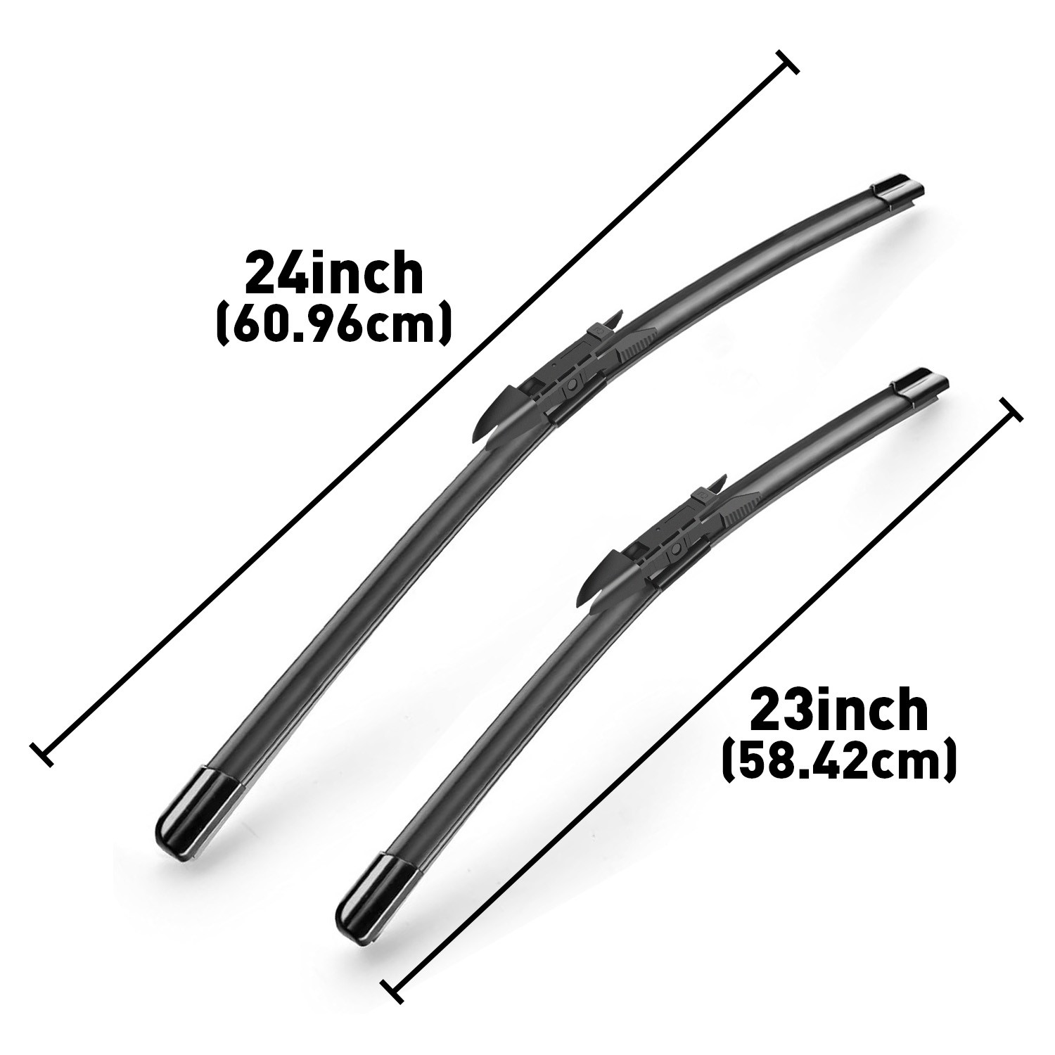 24"+23"Black Windshield Wiper Blades Top Lock Premium Hybrid silicone All Season