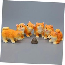 Mini Resin Dogs, DIY Shiba Inu and Dog Poop Funny Set of 6 Dogs poop
