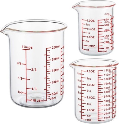 Ackers High Borosilicate Glass Measuring Cup Set with Pour Spout,60Ml(2Oz),120Ml