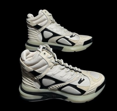 Givenchy High Top Men's Mesh Leather Sneakers Logo Lace Up White Black