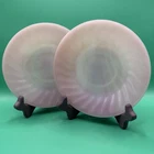 2 Vintage Fire King Oven Ware Pink Swirl Saucer Plate 6”  | Rose-Ite Swirl