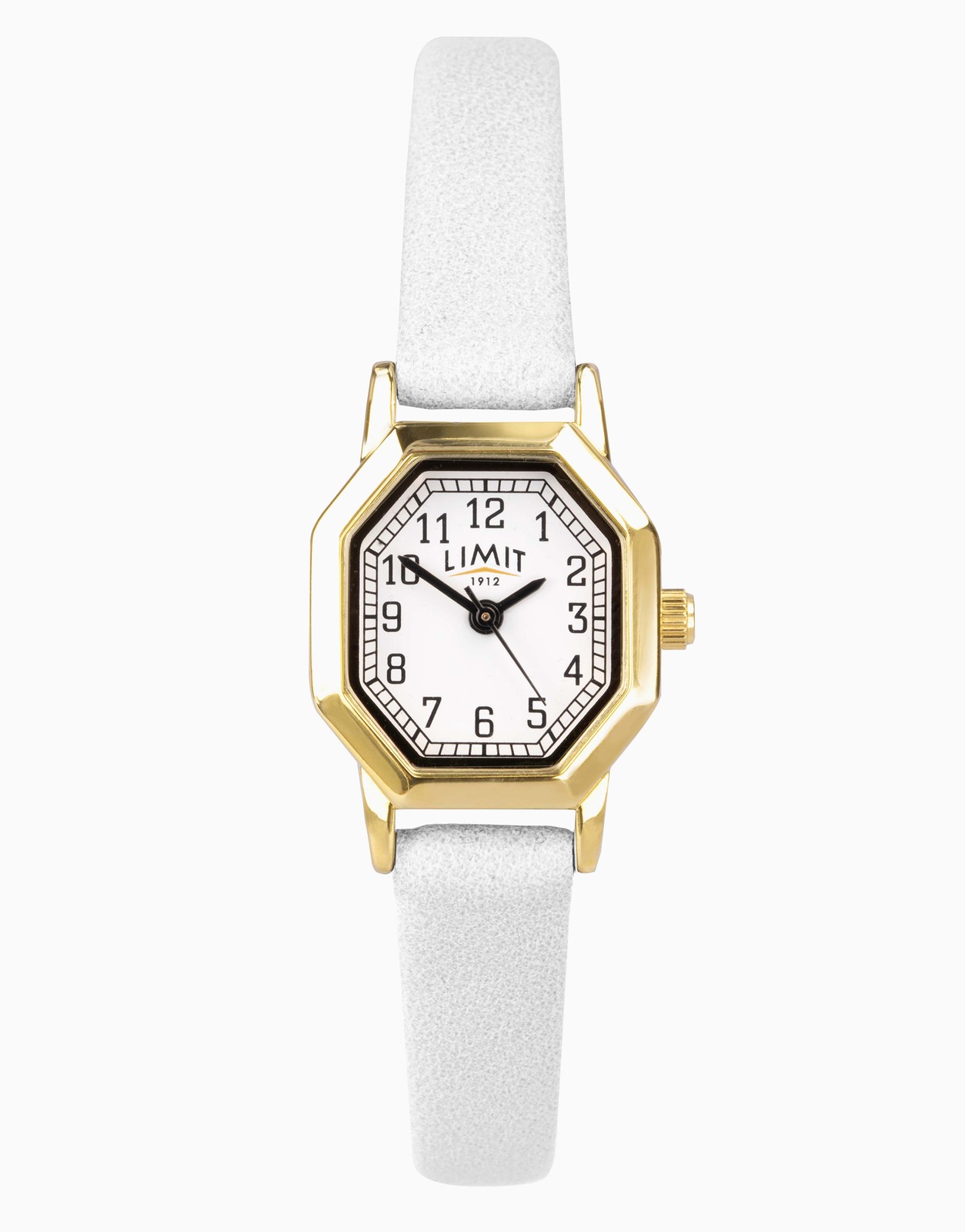 Limit  22mm Womens Octagonal Gold Analogue Watch with White Strap RRP £19.99