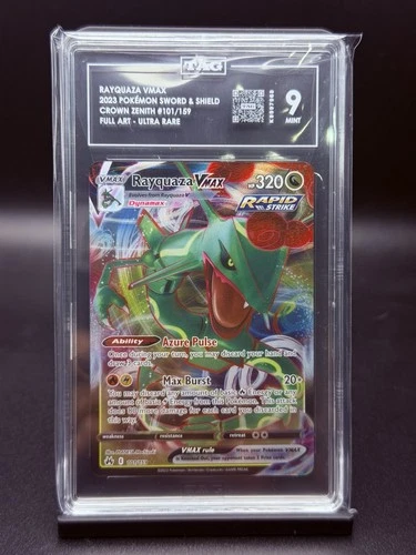 2023 POKEMON SWORD & SHIELD CROWN ZENITH #101 FULL ART/RAYQUAZA VMAX PSA 9