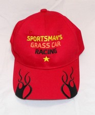 Sportsman's Grass Car Racing Baseball Cap Red Adjustable Port Authority Flames