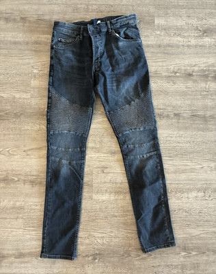 Divided by H&M Men s Skinny Fit Black Denim Jeans Mid Rise 5-Pocket Button Zip