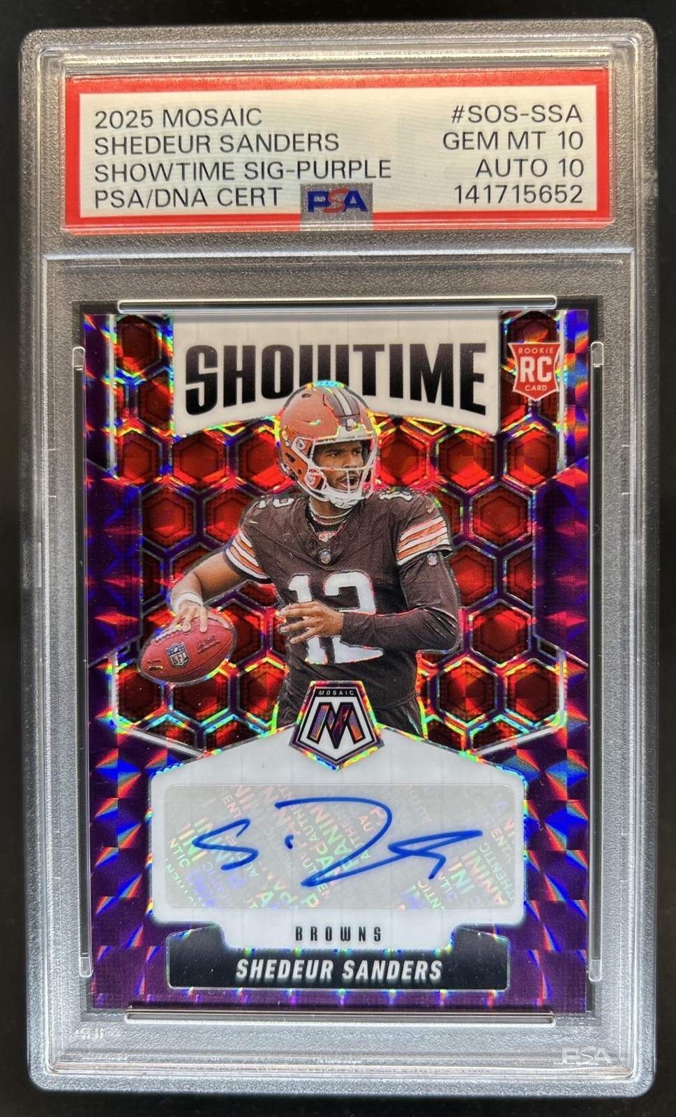 Shedeur Sanders Panini Mosaic Showtime Signatures #SOSSSA Purple
