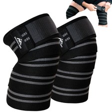 Knee Wraps for Weightlifting Pair , 78" Cotton Knee Wrap for Squats  WODs, ...