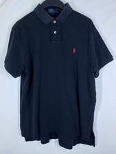 Polo Ralph Lauren Shirt Mens Large Black Custom Fit Stretch Short Sleeve Polo US
