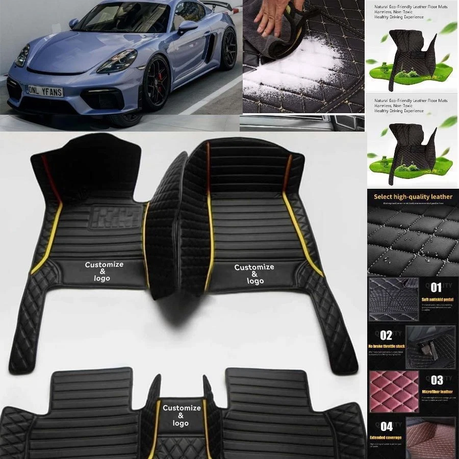 For Porsche Cayman Car Floor Mats Custom Waterproof Auto Liners Carpets Foto 3 de 4