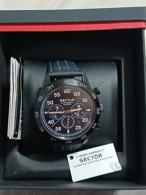 Sector 270 stainless 45mm black/blue dial black/blue leather strap water...