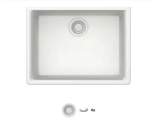Glacier Bay Undermount Kitchen Sink 24" Granite Composite Single Bowl White Ice