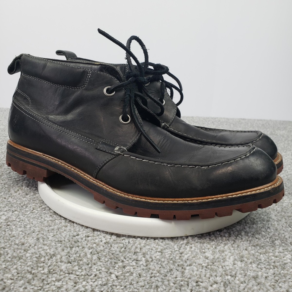 JOHN VARVATOS USA Dark Gray Leather Chukka Boots Shoes Men display picture 1