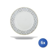 6X Flache Teller H&H Osaka New Bone China Weiß 26,5 Cm