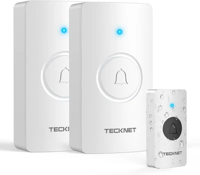 TECKNET Funkklingel wasserdicht IP67 400m Reichweite Batteriebetrieb 2 Empfänger 5 Lauts