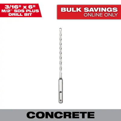 3/16 In. X 6 In. 2-Cutter SDS-PLUS Carbide Drill Bit