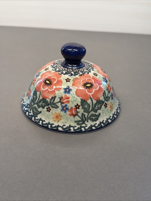 E1 Polish Pottery Butter Dish Cover / Jar Replacement Lid Ceramika UNIKAT Gb2