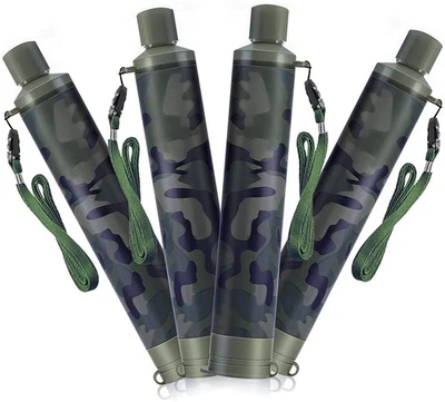 MEMBRANE SOLUTIONS 4pc Portable Water Filter Straw Survival Water Purification Straw Camping&Hiking