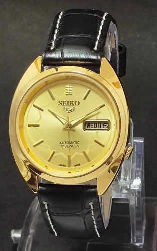 Vintage Seiko 5 Golden Face Day&Date 17Jewels Cal. 7009 Automatic Men's Watch