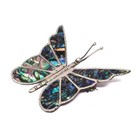 Vtg 925 Mexico Sterling Silver Large Blue Abalone Shell Butterfly Brooch Pin — photo 4