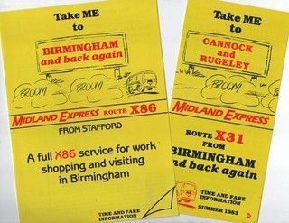 Midland Red North bus timetable leaflets x 6