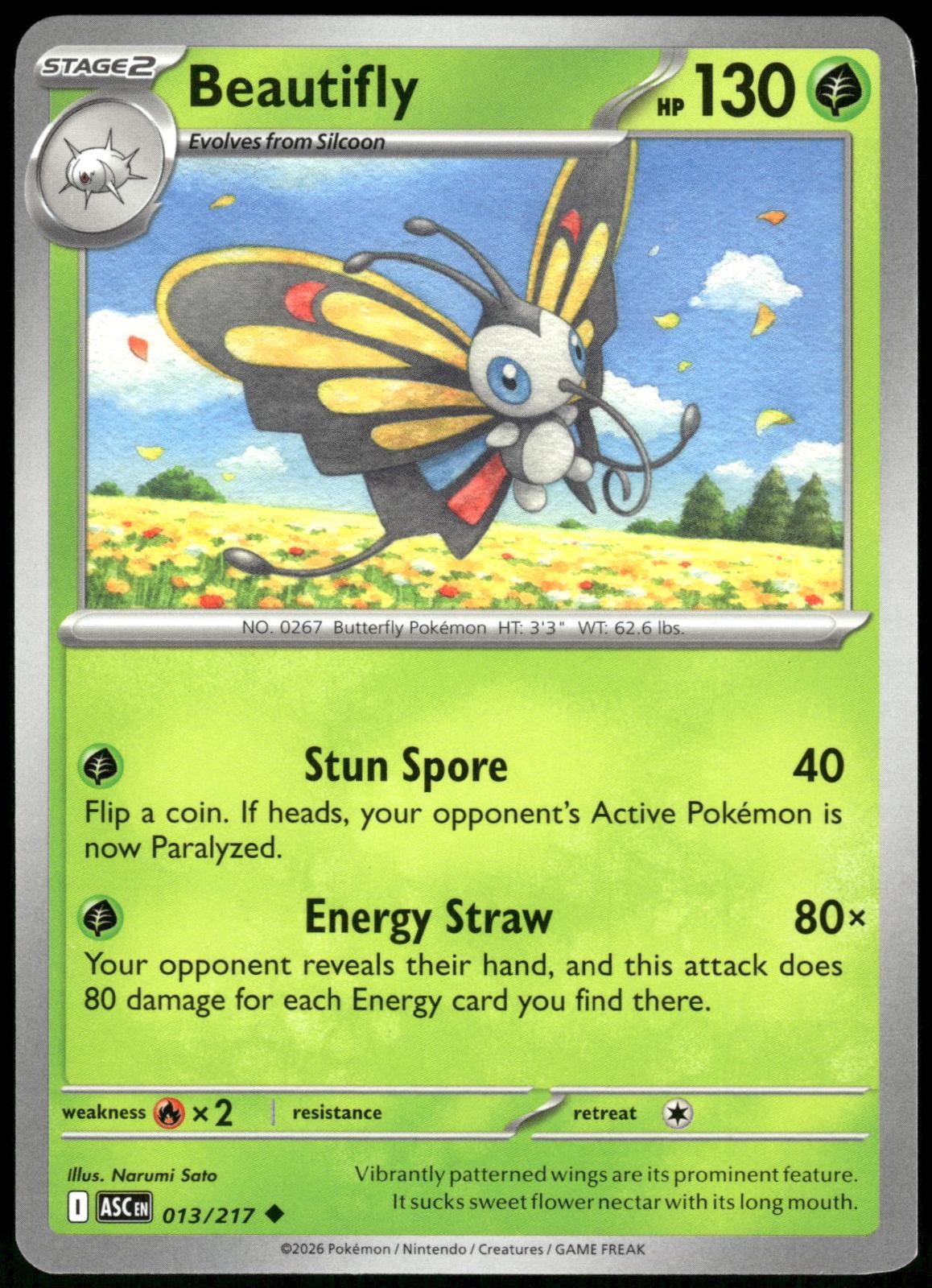 Beautifly 013/217 Ascended Heroes Pokemon Card 2026 Near Mint