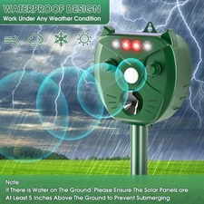 2-Piece Solar-Powered Repeller - 4 LEDs for Outdoor Animal Control & Yard Use