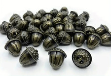 Set/12 Antique Bronze Acorn Jingle Bells Bell Nut Shape Primitive Farmhouse 1"