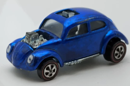 1967 Hot Wheels Redline Custom Volkswagen Blue USA Base Working Sun Roof