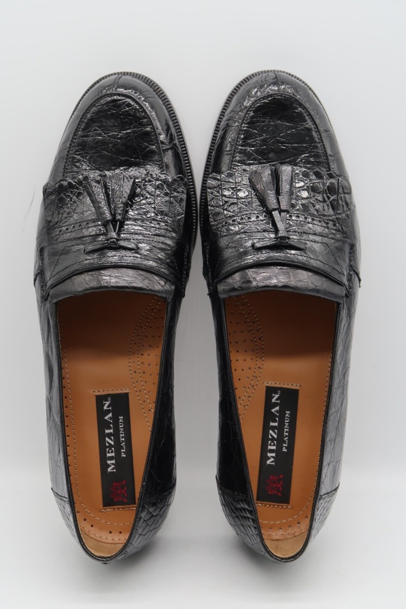 MEZLAN Platinum Loafers Rodeo 1129 C Crocodile Tassel Black  display picture 3