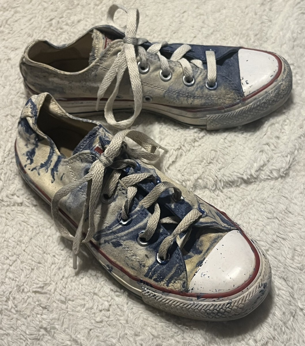 Converse All Star Low W7652 Blue Splatter Wave Sneaker Converse All Star Low W7652 Blue Splatter Wave Sneaker