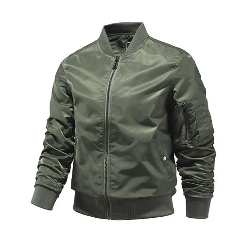 New Men's Heavy Weight Ma-1 Flight Bomber Jacket Full Zip Outerwear Coat Color - Picture 12 of 19