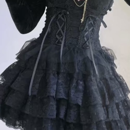 Women Japanese-style Lolita Gothic High-waisted Ribbon Dress Party Dress - Bild 22 von 27
