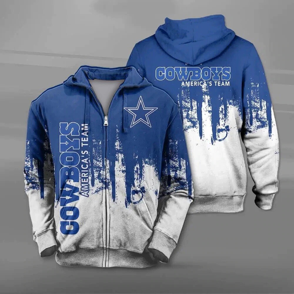 Zipper Dallas Cowboys hoodie with zipper Football Team Sport Hoodie