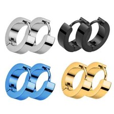 Titanium Hoop Earrings Mens and Womens Black Silver Gold Colored New