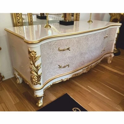 Casa Padrino Luxus Barock TV Schrank Weiß / Gold 165 cm - Barock Möbel - Bild 1 von 2