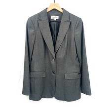 Calvin Klein charcoal gray 2 button suit jacket blazer career business work 8