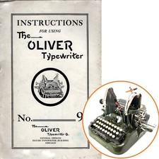 Oliver No 9 Typewriter Instruction Manual User Repro Green Vtg Batwing No 10 thumbnail