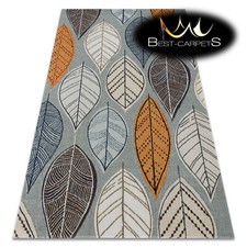 Image of Modern designer outdoor Rug MUNDO leaves blue beige orange terrace easy clean