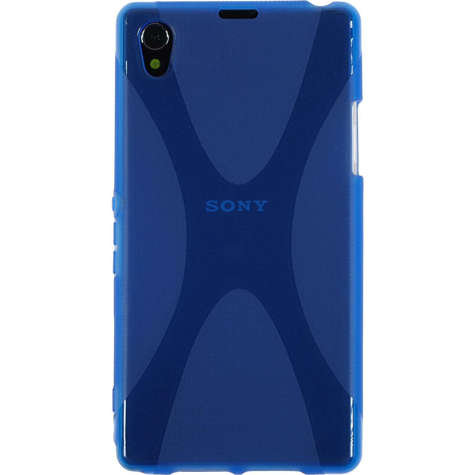 Silikon Hülle für Sony Xperia Z1 blau X-Style 2 Schutzfolien