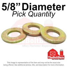 5/8" SAE Flat Washers Grade 8 Steel Zinc Yellow (Pick Quantity)
